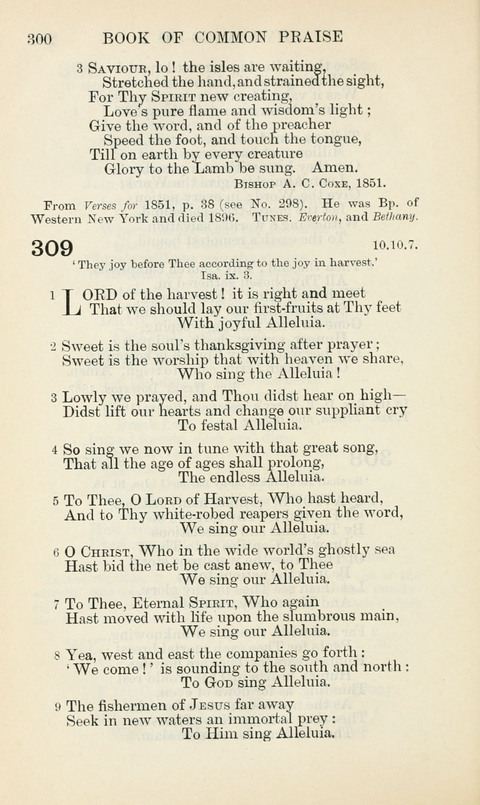 The Book of Common Praise: being the Hymn Book of the Church of England in Canada. Annotated edition page 300