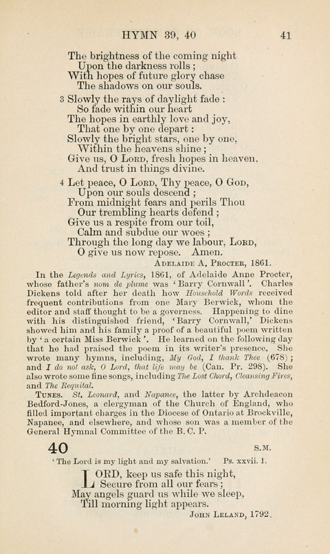 The Book of Common Praise: being the Hymn Book of the Church of England in Canada. Annotated edition page 41