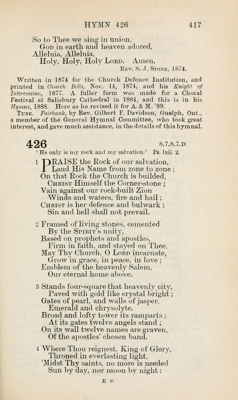 The Book of Common Praise: being the Hymn Book of the Church of England in Canada. Annotated edition page 417
