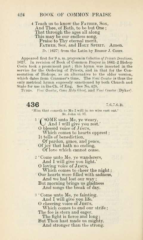 The Book of Common Praise: being the Hymn Book of the Church of England in Canada. Annotated edition page 424