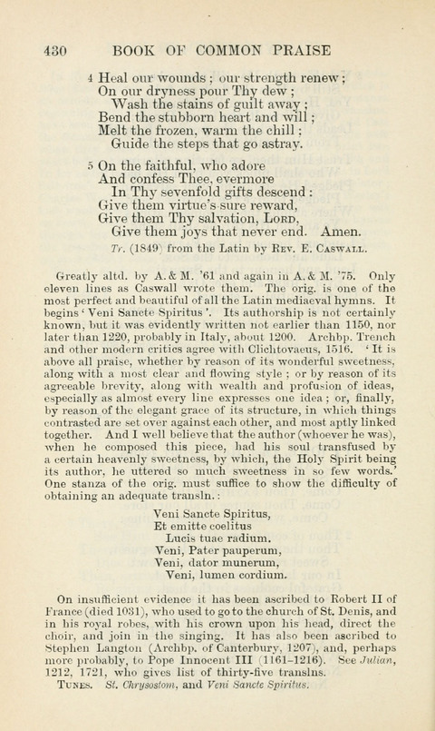 The Book of Common Praise: being the Hymn Book of the Church of England in Canada. Annotated edition page 430