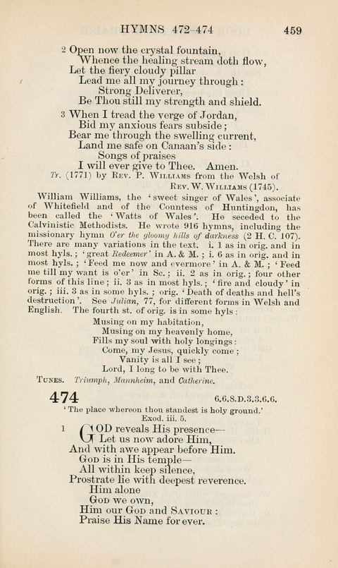 The Book of Common Praise: being the Hymn Book of the Church of England in Canada. Annotated edition page 459