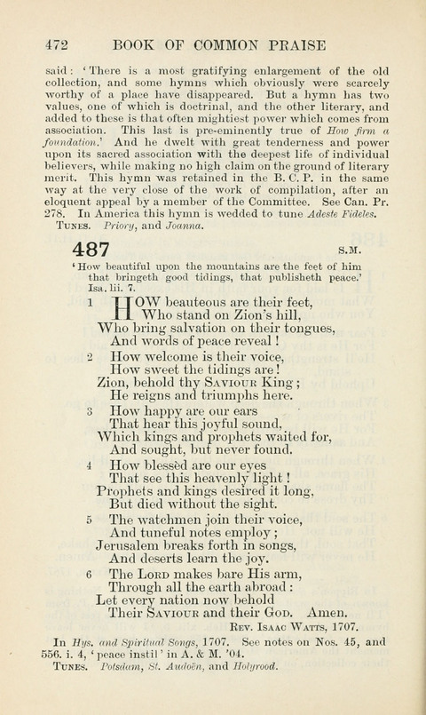 The Book of Common Praise: being the Hymn Book of the Church of England in Canada. Annotated edition page 472
