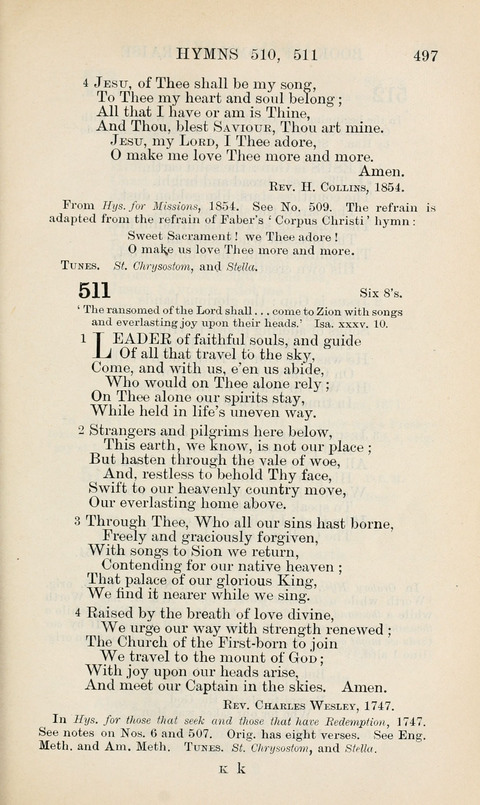 The Book of Common Praise: being the Hymn Book of the Church of England in Canada. Annotated edition page 497