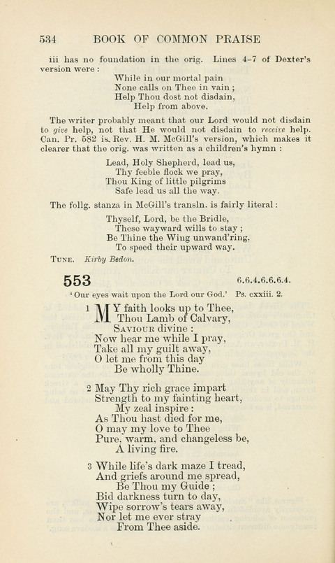 The Book of Common Praise: being the Hymn Book of the Church of England in Canada. Annotated edition page 534