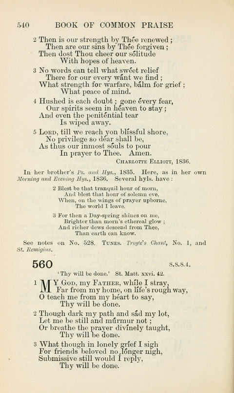 The Book of Common Praise: being the Hymn Book of the Church of England in Canada. Annotated edition page 540