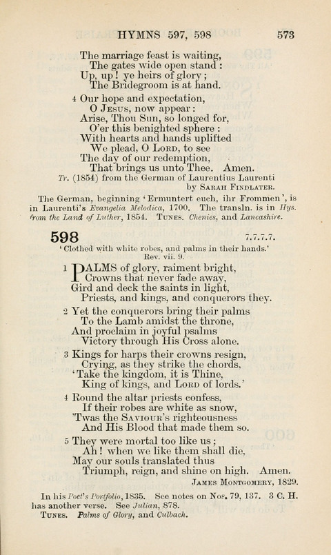 The Book of Common Praise: being the Hymn Book of the Church of England in Canada. Annotated edition page 573