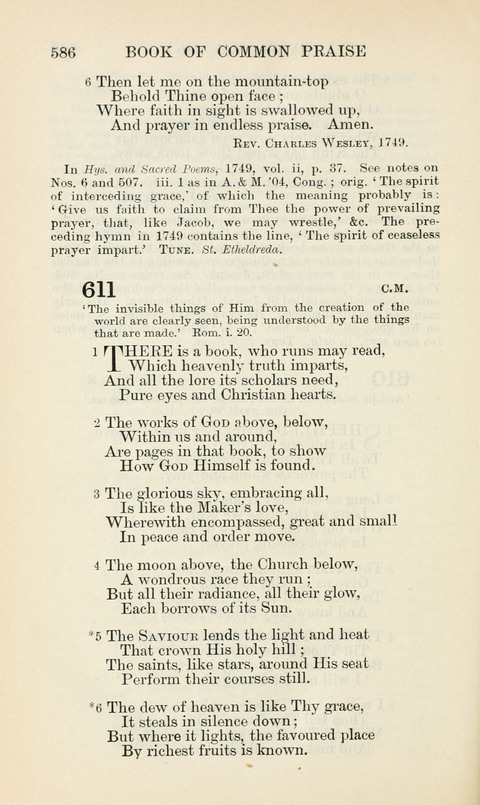 The Book of Common Praise: being the Hymn Book of the Church of England in Canada. Annotated edition page 586