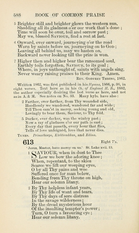 The Book of Common Praise: being the Hymn Book of the Church of England in Canada. Annotated edition page 588