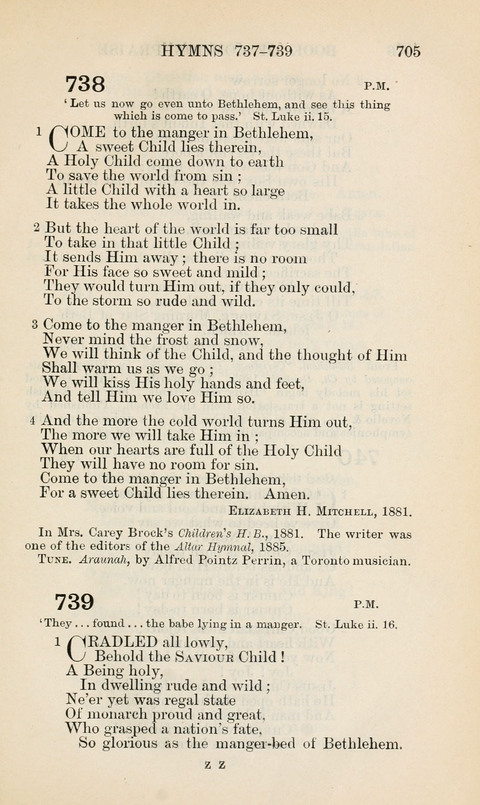 The Book of Common Praise: being the Hymn Book of the Church of England in Canada. Annotated edition page 705
