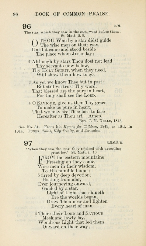 The Book of Common Praise: being the Hymn Book of the Church of England in Canada. Annotated edition page 98