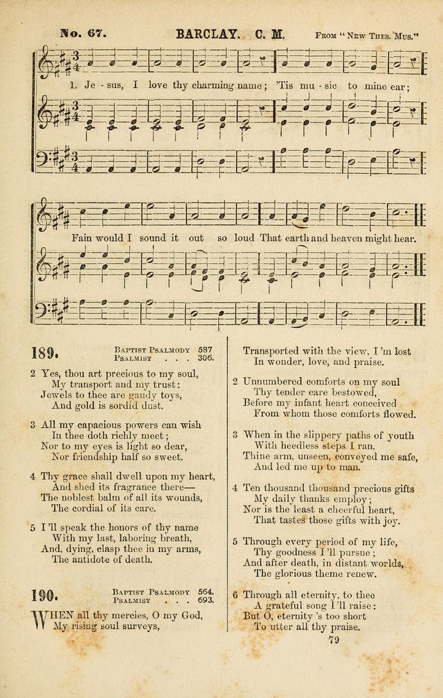 Baptist Chorals: a tune and hymn book designed to promote general congregational singing; containing one hundred and sixty four tunes adapted to about four hundred choice hymns  page 86