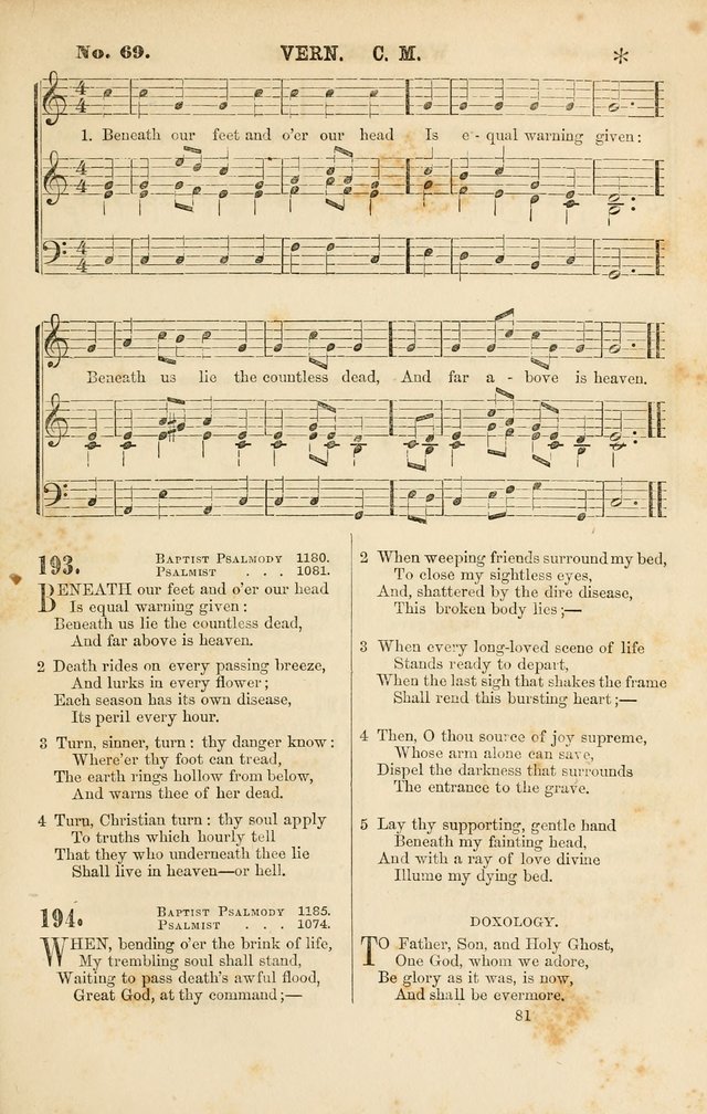 Baptist Chorals: a tune and hymn book designed to promote general congregational singing; containing one hundred and sixty four tunes adapted to about four hundred choice hymns  page 88