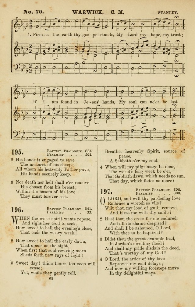 Baptist Chorals: a tune and hymn book designed to promote general congregational singing; containing one hundred and sixty four tunes adapted to about four hundred choice hymns  page 89