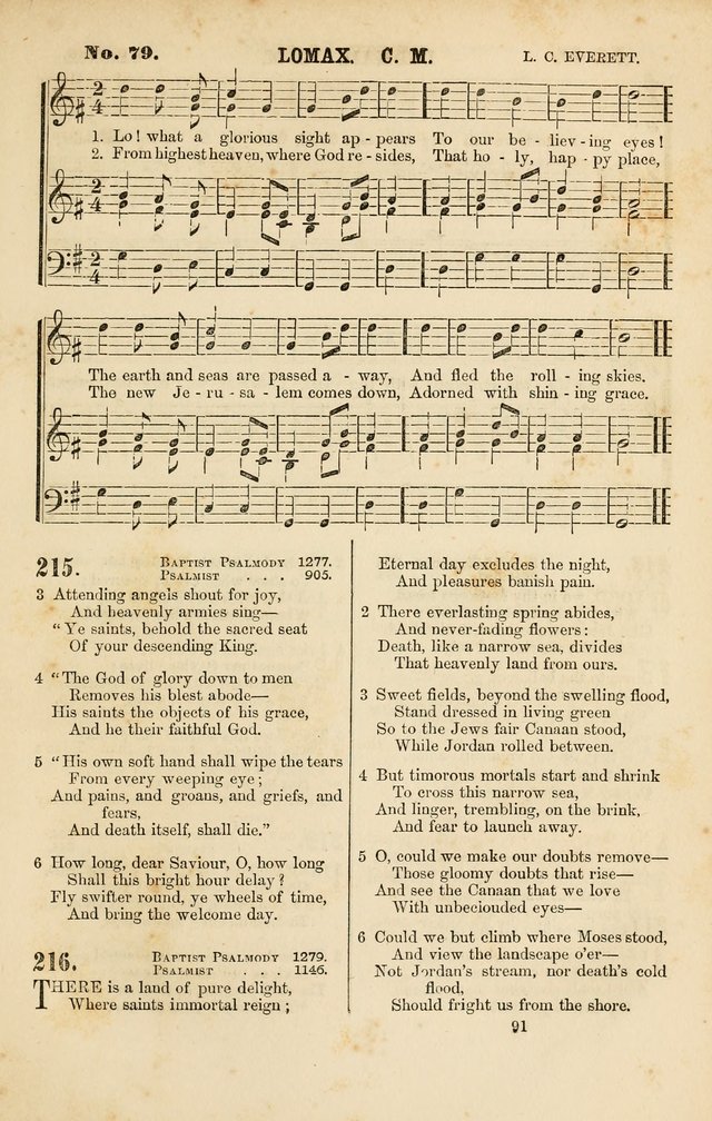 Baptist Chorals: a tune and hymn book designed to promote general congregational singing; containing one hundred and sixty four tunes adapted to about four hundred choice hymns  page 98