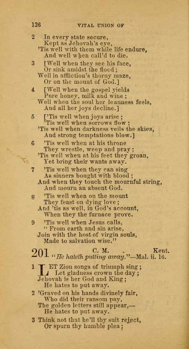 The Baptist Hymn Book: comprising a large and choice collection of psalms, hymns and spiritual songs, adapted to the faith and order of the Old School, or Primitive Baptists (2nd stereotype Ed.) page 126