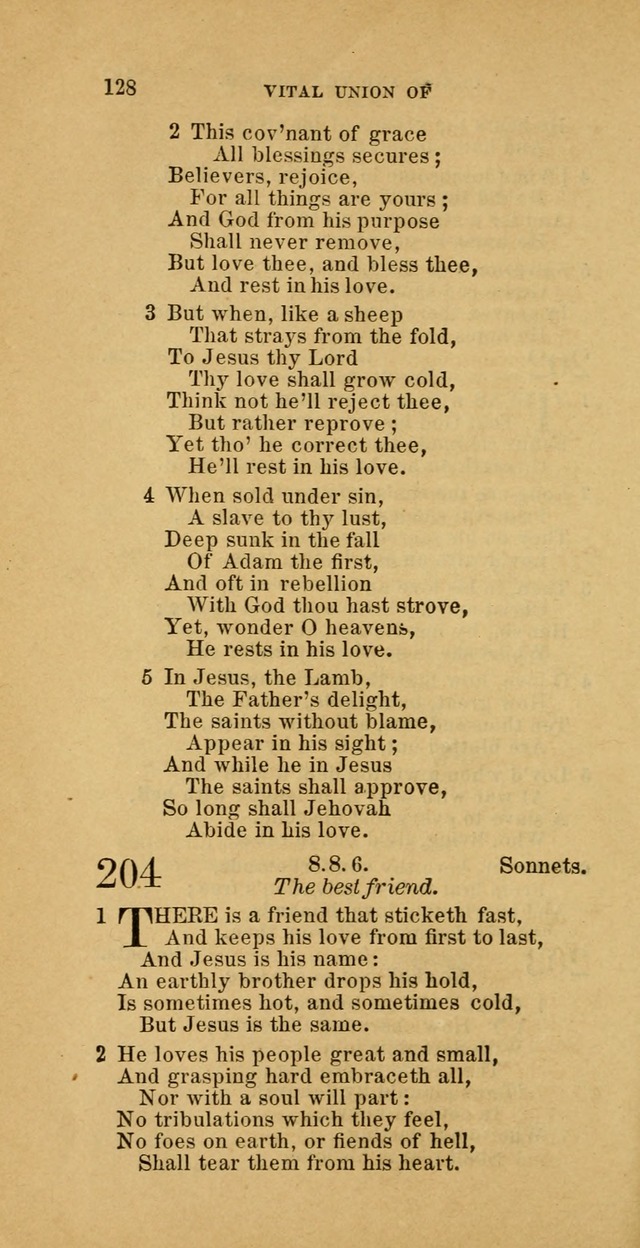 The Baptist Hymn Book: comprising a large and choice collection of psalms, hymns and spiritual songs, adapted to the faith and order of the Old School, or Primitive Baptists (2nd stereotype Ed.) page 128