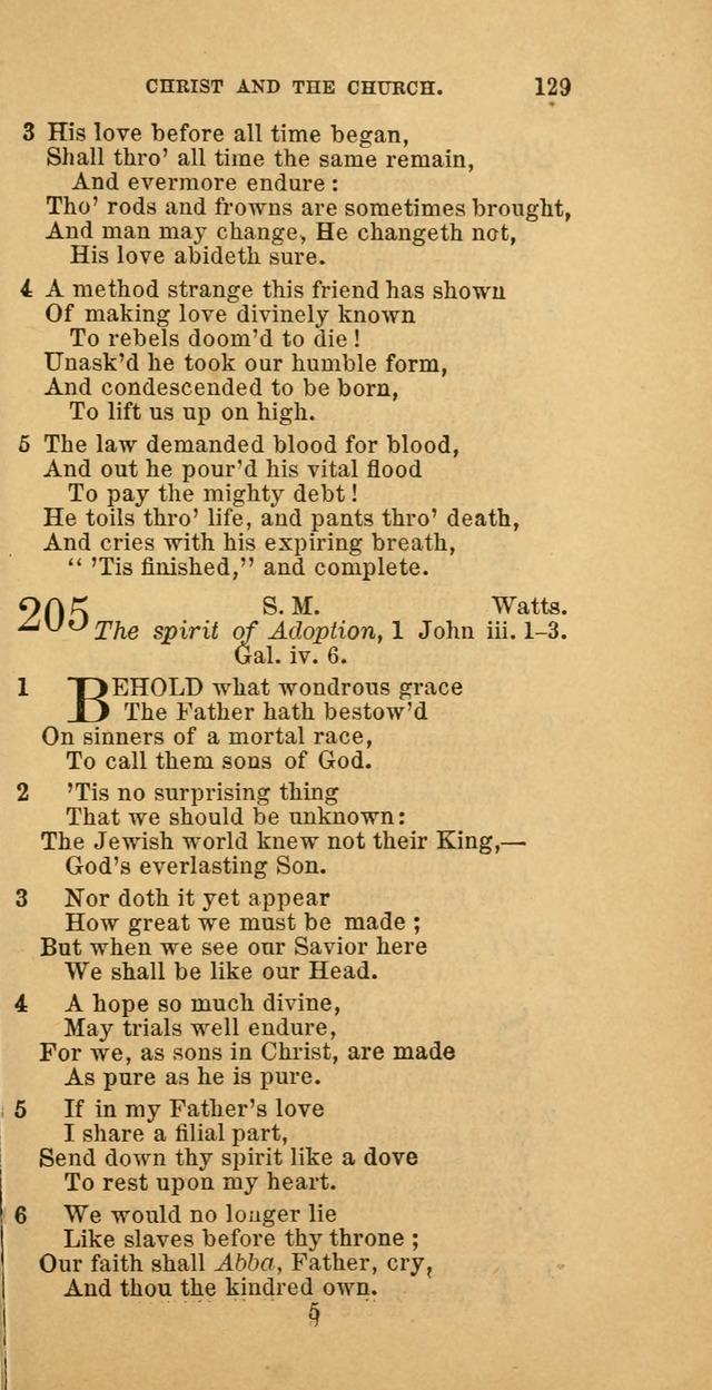 The Baptist Hymn Book: comprising a large and choice collection of psalms, hymns and spiritual songs, adapted to the faith and order of the Old School, or Primitive Baptists (2nd stereotype Ed.) page 129