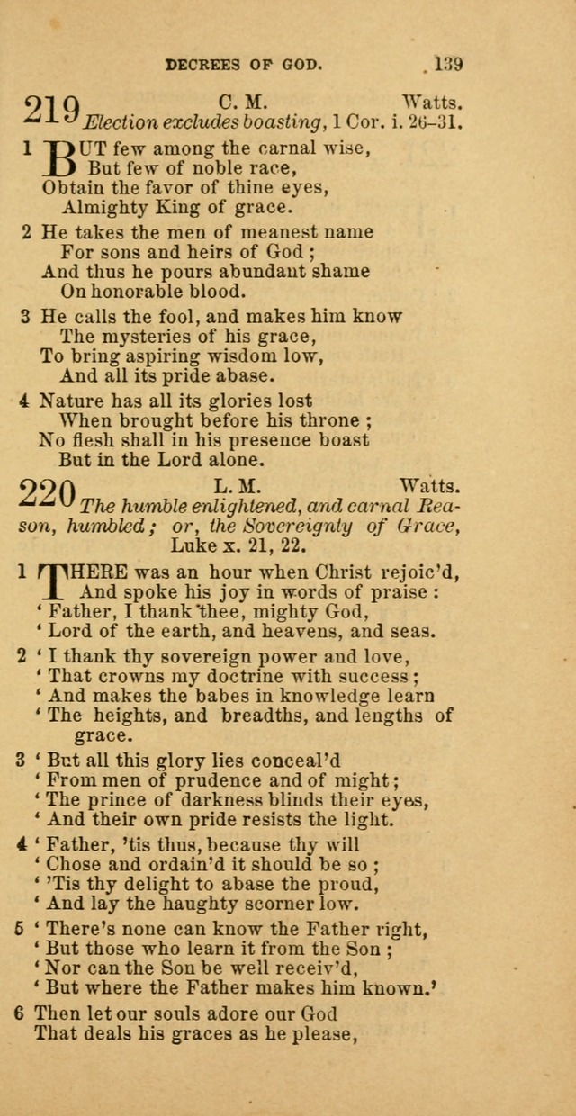 The Baptist Hymn Book: comprising a large and choice collection of psalms, hymns and spiritual songs, adapted to the faith and order of the Old School, or Primitive Baptists (2nd stereotype Ed.) page 139