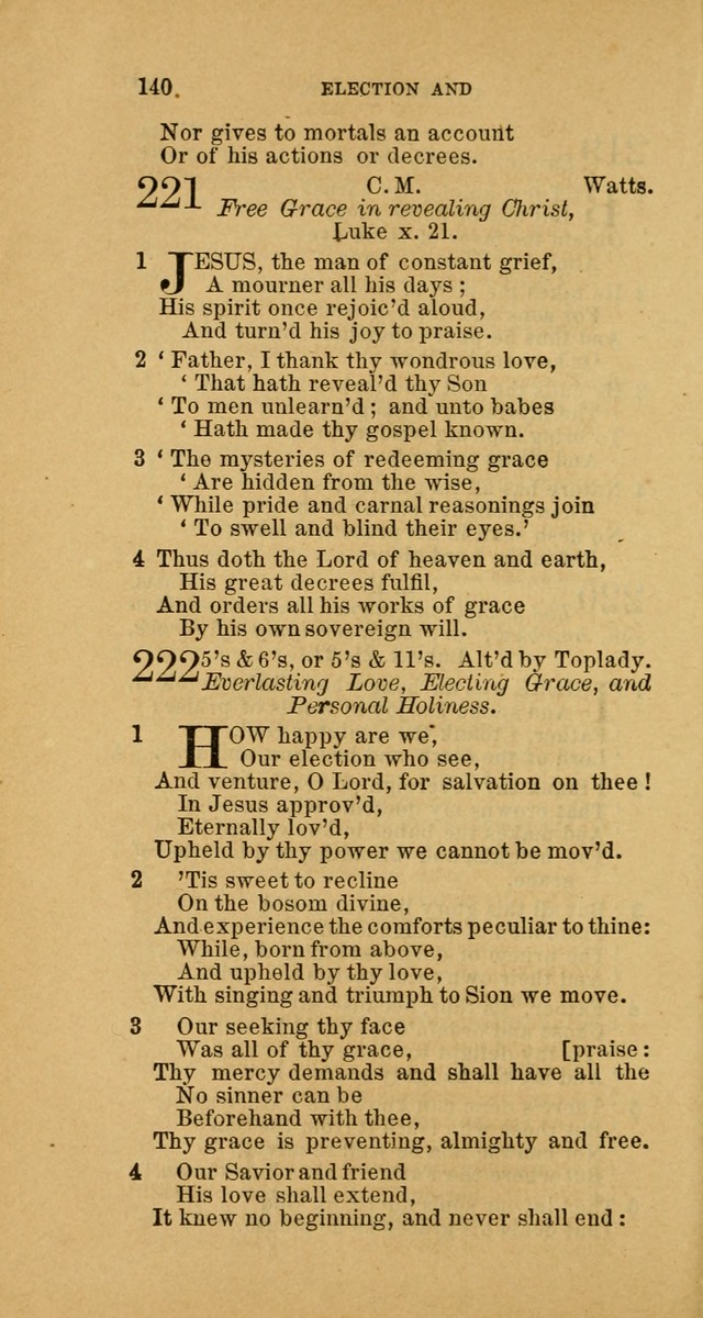 The Baptist Hymn Book: comprising a large and choice collection of psalms, hymns and spiritual songs, adapted to the faith and order of the Old School, or Primitive Baptists (2nd stereotype Ed.) page 140