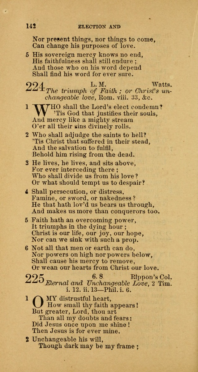 The Baptist Hymn Book: comprising a large and choice collection of psalms, hymns and spiritual songs, adapted to the faith and order of the Old School, or Primitive Baptists (2nd stereotype Ed.) page 142