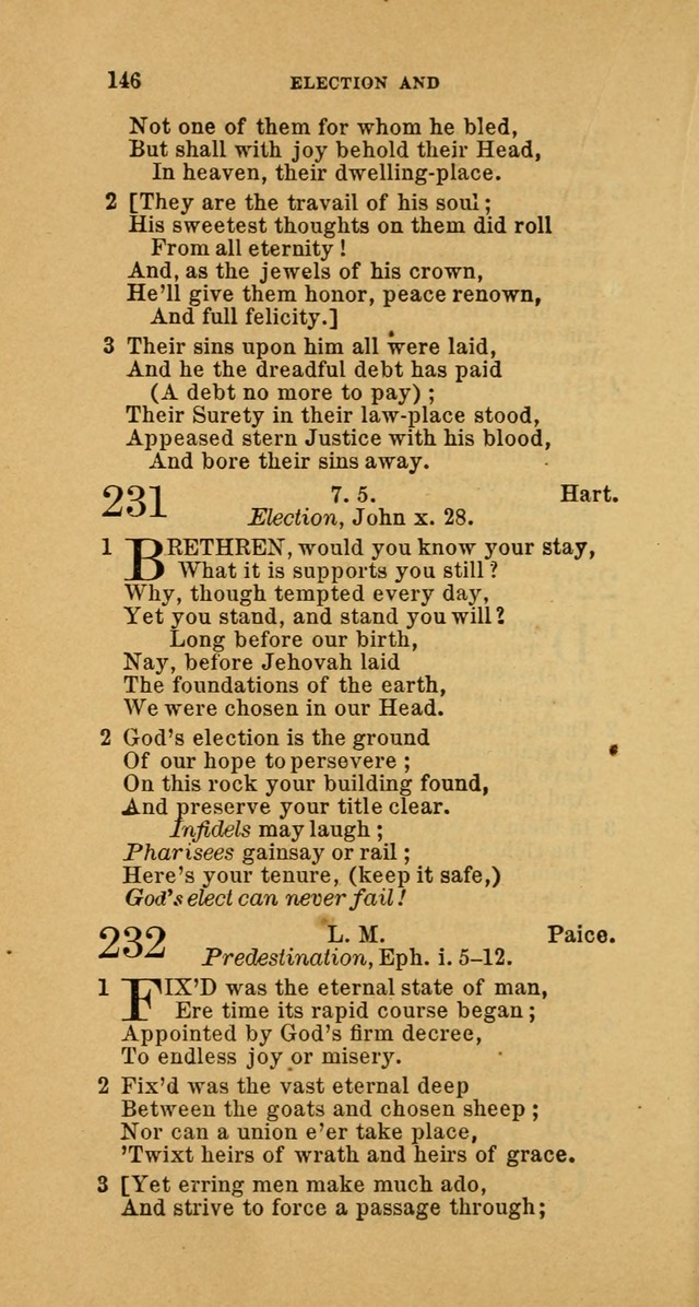 The Baptist Hymn Book: comprising a large and choice collection of psalms, hymns and spiritual songs, adapted to the faith and order of the Old School, or Primitive Baptists (2nd stereotype Ed.) page 146