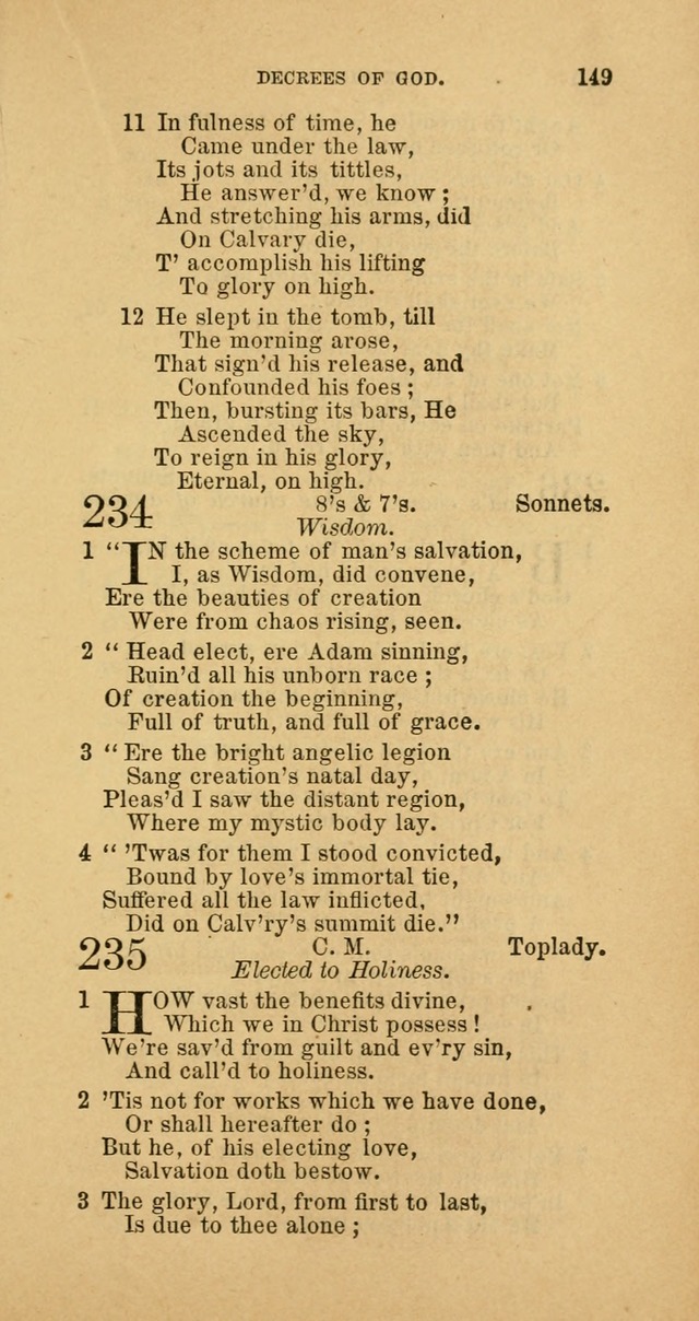 The Baptist Hymn Book: comprising a large and choice collection of psalms, hymns and spiritual songs, adapted to the faith and order of the Old School, or Primitive Baptists (2nd stereotype Ed.) page 149