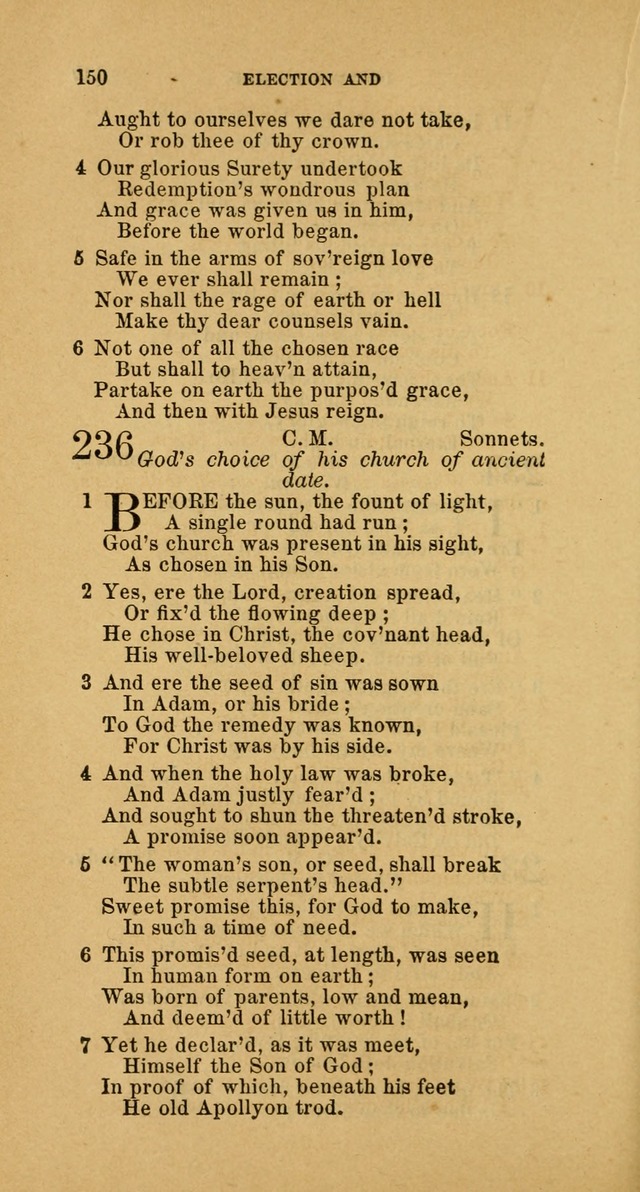 The Baptist Hymn Book: comprising a large and choice collection of psalms, hymns and spiritual songs, adapted to the faith and order of the Old School, or Primitive Baptists (2nd stereotype Ed.) page 150
