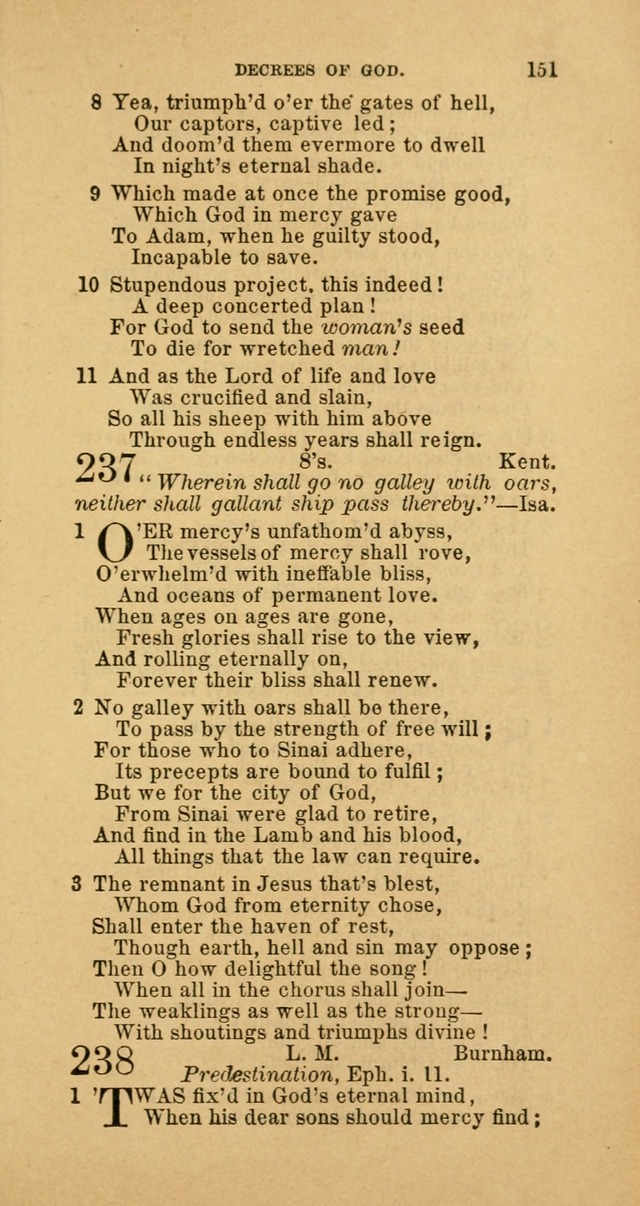 The Baptist Hymn Book: comprising a large and choice collection of psalms, hymns and spiritual songs, adapted to the faith and order of the Old School, or Primitive Baptists (2nd stereotype Ed.) page 151