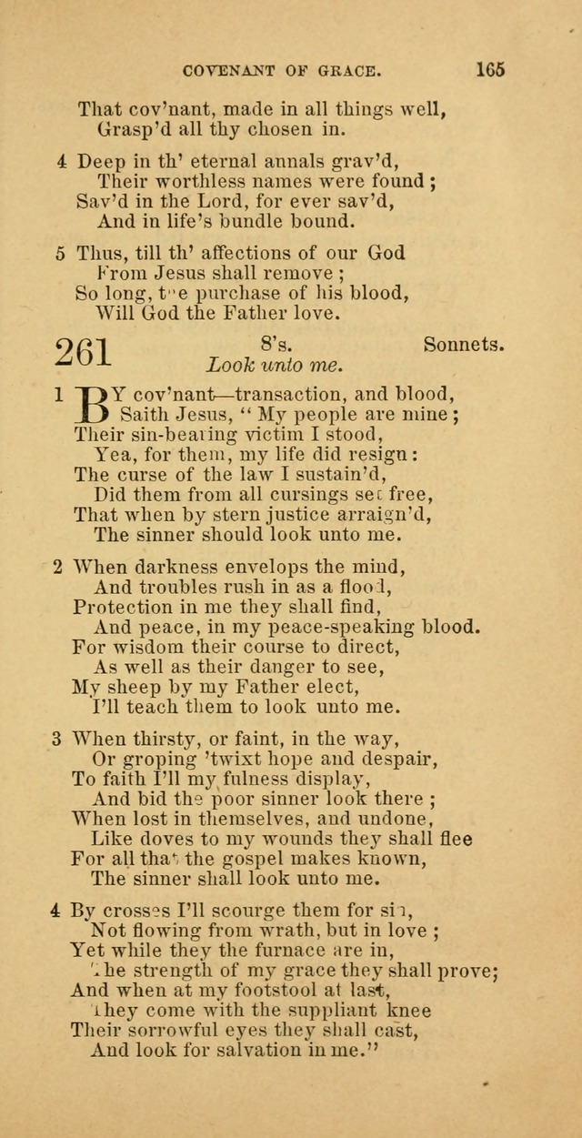 The Baptist Hymn Book: comprising a large and choice collection of psalms, hymns and spiritual songs, adapted to the faith and order of the Old School, or Primitive Baptists (2nd stereotype Ed.) page 165