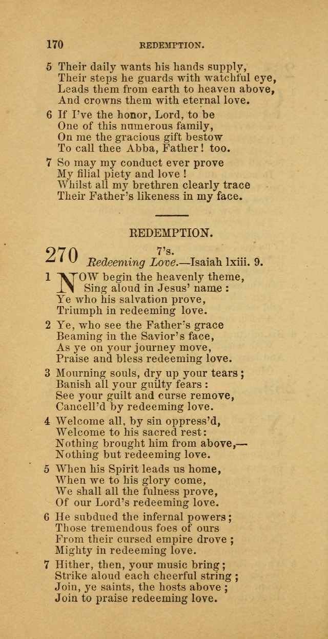 The Baptist Hymn Book: comprising a large and choice collection of psalms, hymns and spiritual songs, adapted to the faith and order of the Old School, or Primitive Baptists (2nd stereotype Ed.) page 170
