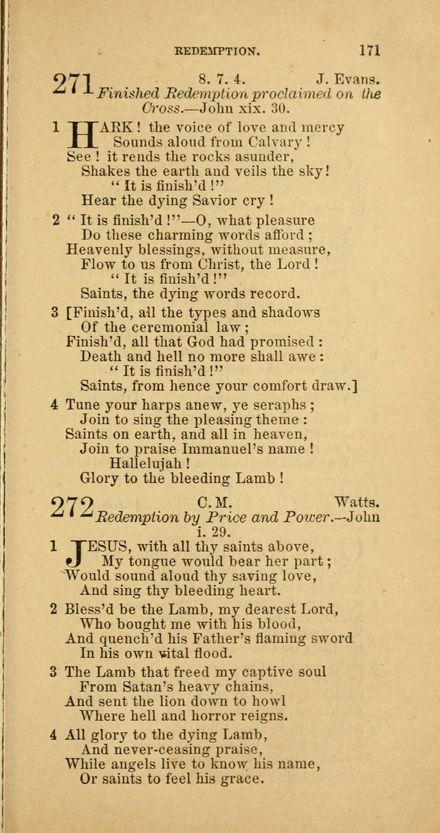 The Baptist Hymn Book: comprising a large and choice collection of psalms, hymns and spiritual songs, adapted to the faith and order of the Old School, or Primitive Baptists (2nd stereotype Ed.) page 171