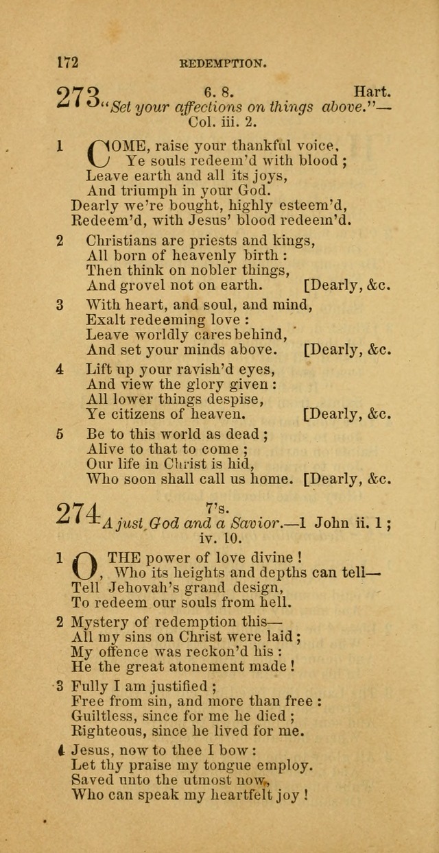 The Baptist Hymn Book: comprising a large and choice collection of psalms, hymns and spiritual songs, adapted to the faith and order of the Old School, or Primitive Baptists (2nd stereotype Ed.) page 172