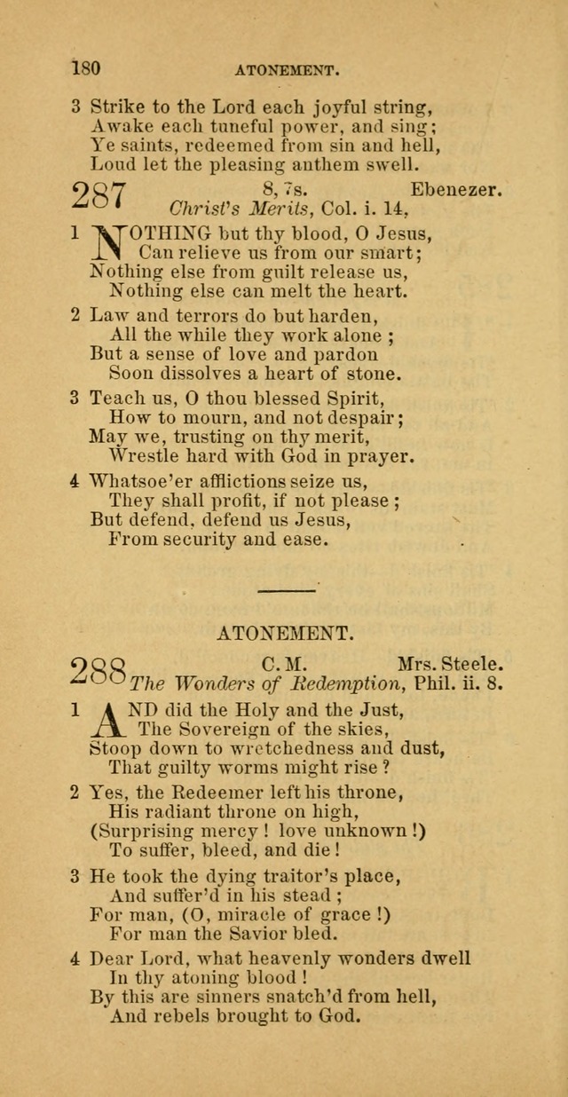 The Baptist Hymn Book: comprising a large and choice collection of psalms, hymns and spiritual songs, adapted to the faith and order of the Old School, or Primitive Baptists (2nd stereotype Ed.) page 180