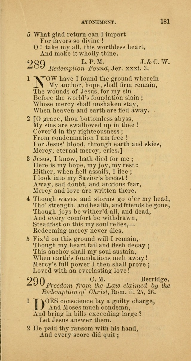 The Baptist Hymn Book: comprising a large and choice collection of psalms, hymns and spiritual songs, adapted to the faith and order of the Old School, or Primitive Baptists (2nd stereotype Ed.) page 181