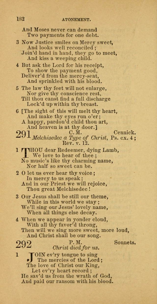 The Baptist Hymn Book: comprising a large and choice collection of psalms, hymns and spiritual songs, adapted to the faith and order of the Old School, or Primitive Baptists (2nd stereotype Ed.) page 182