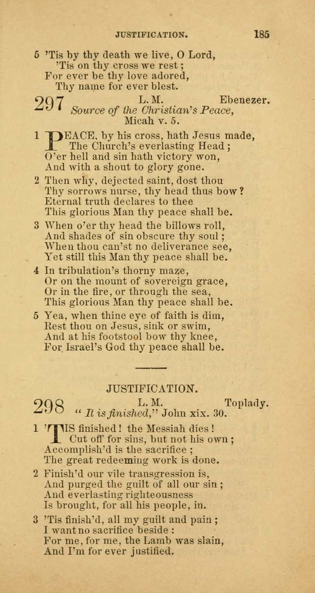 The Baptist Hymn Book: comprising a large and choice collection of psalms, hymns and spiritual songs, adapted to the faith and order of the Old School, or Primitive Baptists (2nd stereotype Ed.) page 185