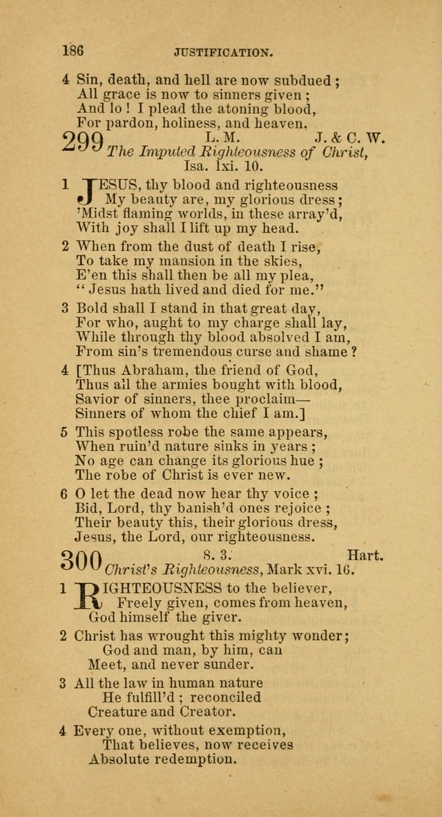 The Baptist Hymn Book: comprising a large and choice collection of psalms, hymns and spiritual songs, adapted to the faith and order of the Old School, or Primitive Baptists (2nd stereotype Ed.) page 186