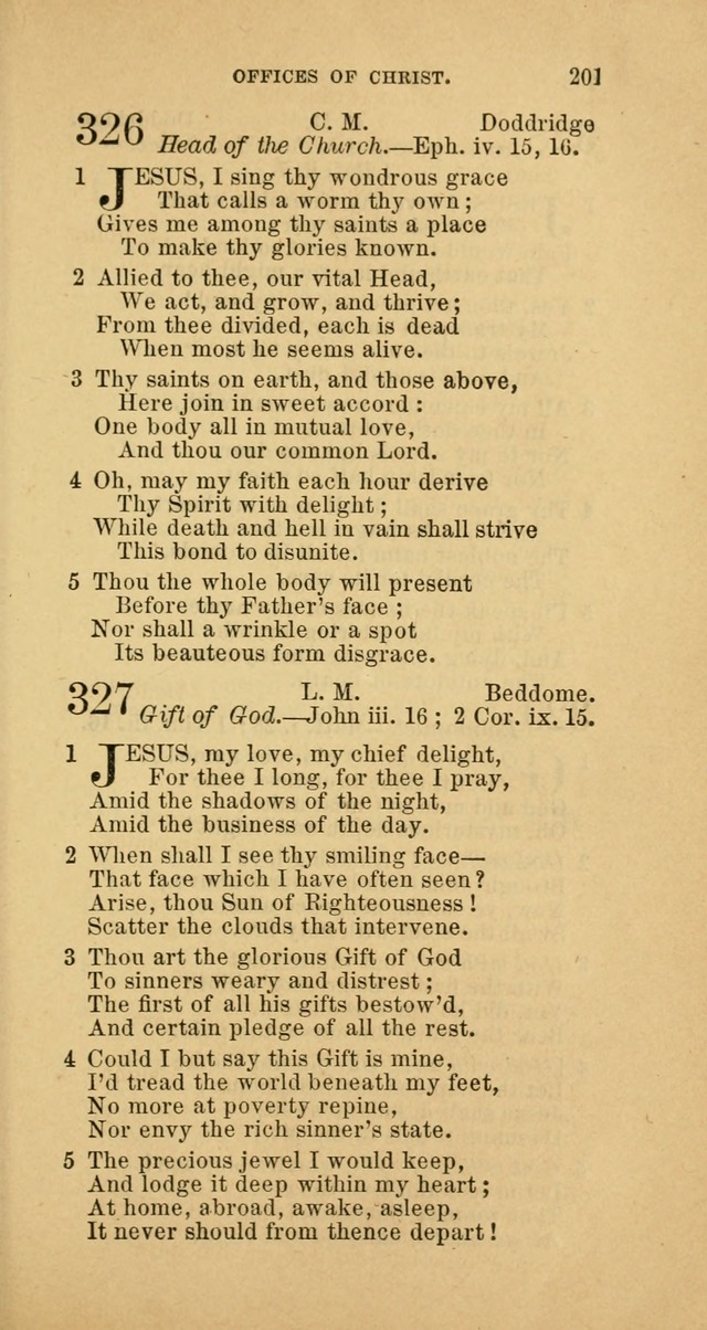 The Baptist Hymn Book: comprising a large and choice collection of psalms, hymns and spiritual songs, adapted to the faith and order of the Old School, or Primitive Baptists (2nd stereotype Ed.) page 201