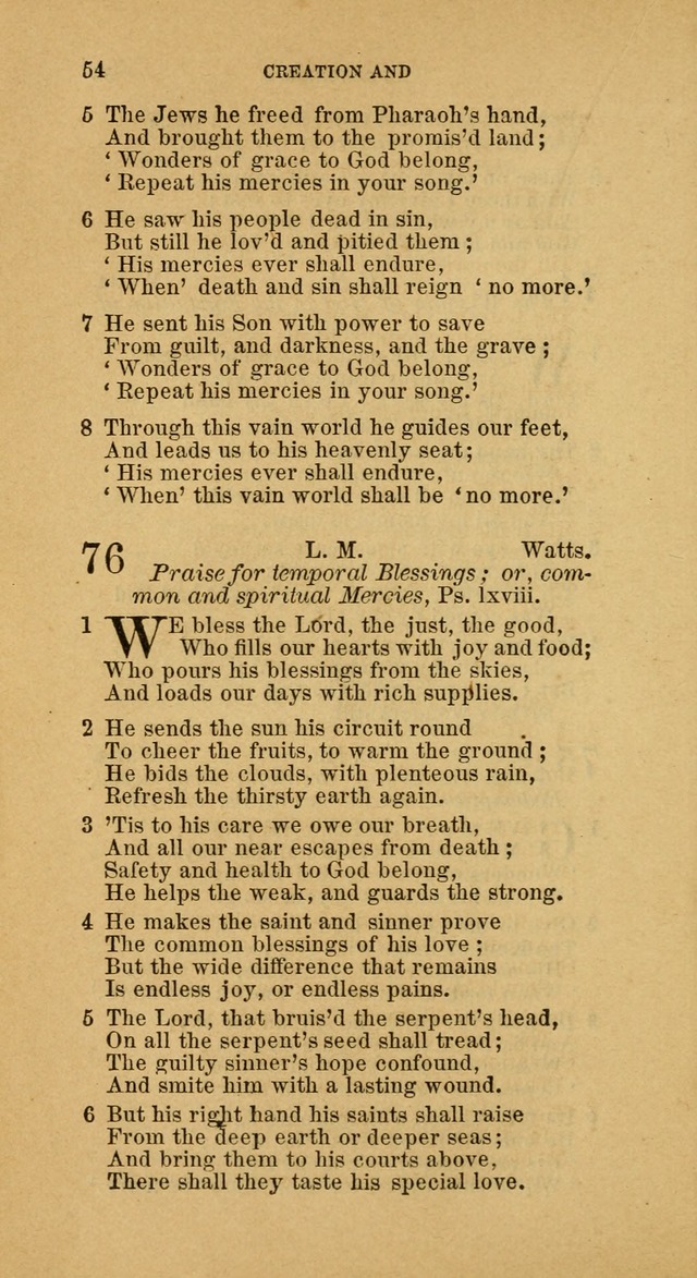 The Baptist Hymn Book: comprising a large and choice collection of psalms, hymns and spiritual songs, adapted to the faith and order of the Old School, or Primitive Baptists (2nd stereotype Ed.) page 54