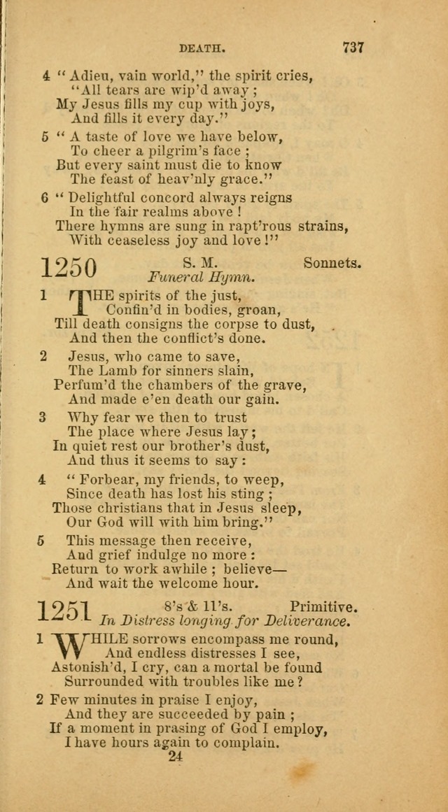 The Baptist Hymn Book: comprising a large and choice collection of psalms, hymns and spiritual songs, adapted to the faith and order of the Old School, or Primitive Baptists (2nd stereotype Ed.) page 741