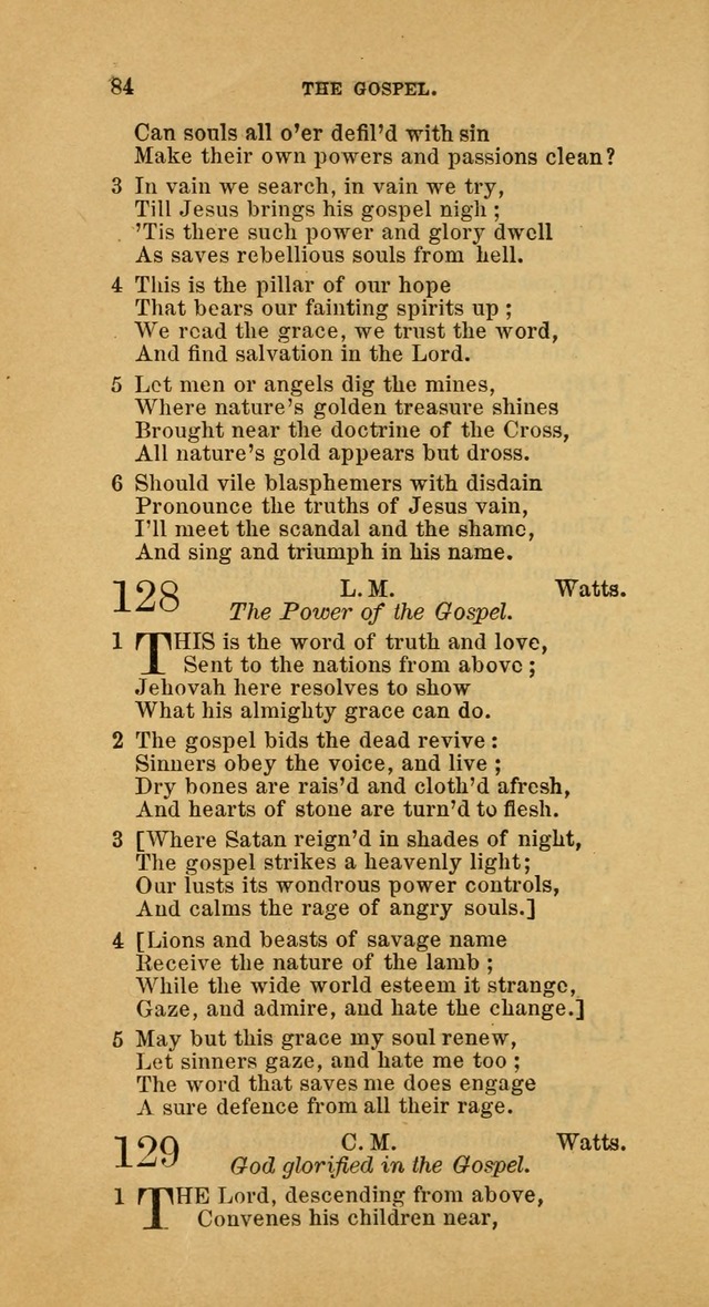 The Baptist Hymn Book: comprising a large and choice collection of psalms, hymns and spiritual songs, adapted to the faith and order of the Old School, or Primitive Baptists (2nd stereotype Ed.) page 84
