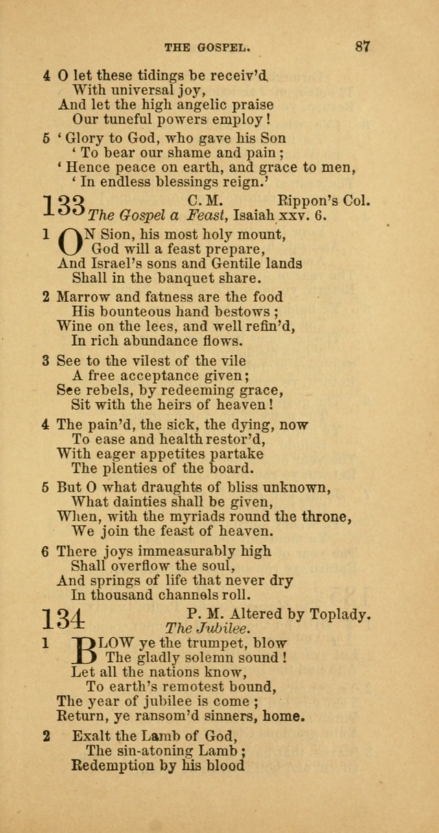 The Baptist Hymn Book: comprising a large and choice collection of psalms, hymns and spiritual songs, adapted to the faith and order of the Old School, or Primitive Baptists (2nd stereotype Ed.) page 87