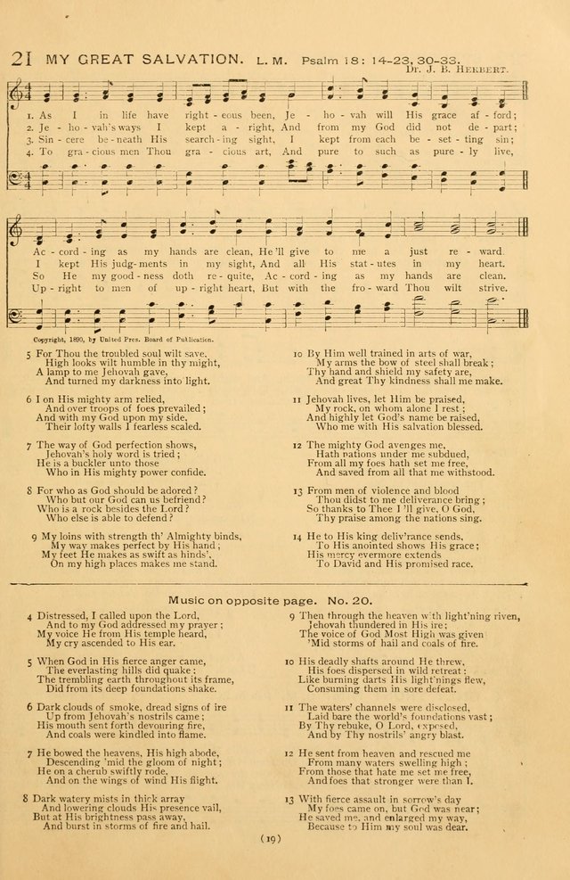 Bible Songs: consisting of selections from the Psalms set to music suitable for Sabbath Schools, prayer meetings, etc. page 19