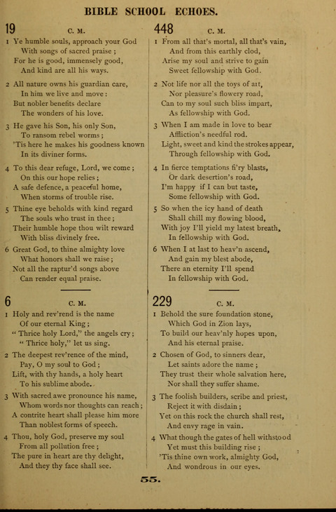 Bible School Echoes, and Sacred Hymns page 55