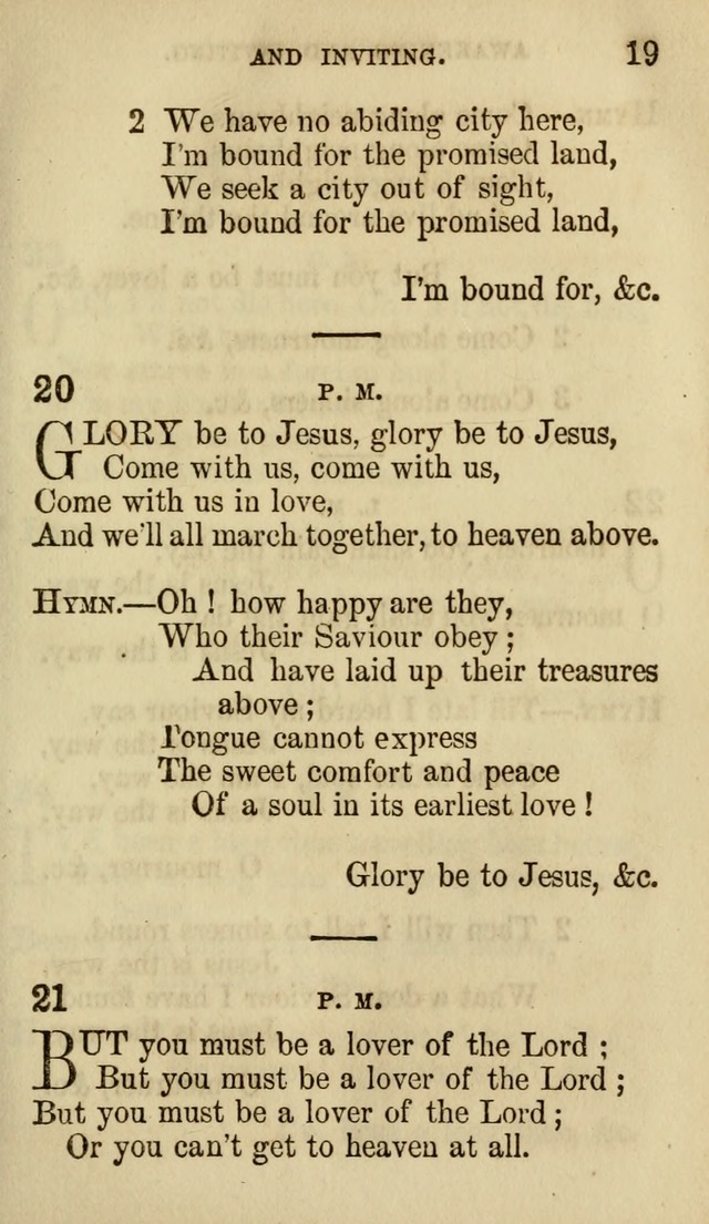 The Chorus: or, a collection of choruses and hymns, selected and original, adapted especially to the class-room, and to meetings for prayer and Christian conference (7th ed., Imp. and Enl.) page 19