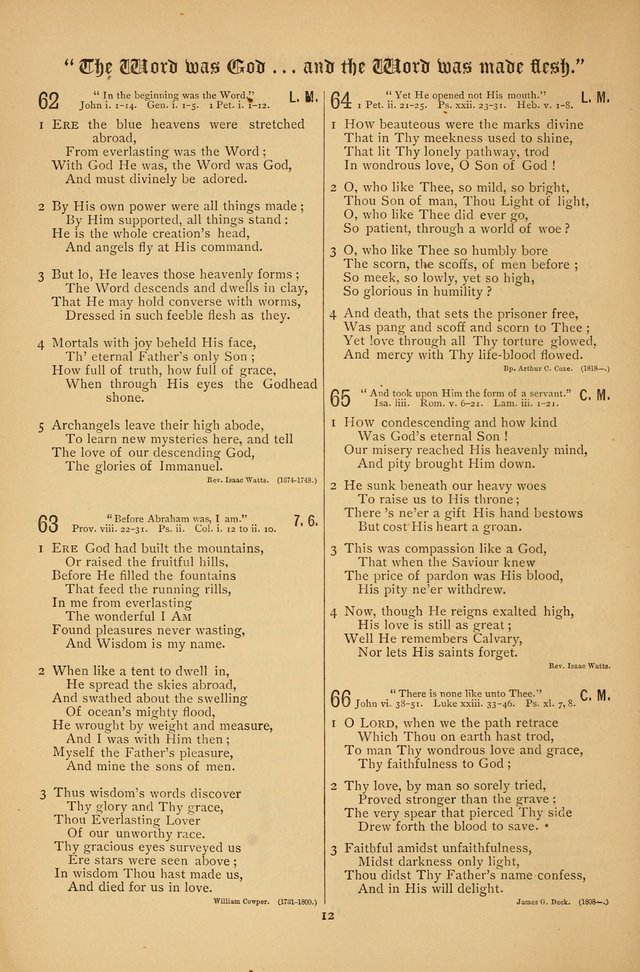The Clifton Chapel Collection of "Psalms, Hymns, and Spiritual Songs": for public, social and family worship and private devotions at the Sanitarium, Clifton Springs, N. Y. page 12