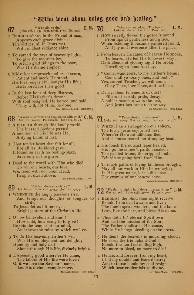 The Clifton Chapel Collection of "Psalms, Hymns, and Spiritual Songs": for public, social and family worship and private devotions at the Sanitarium, Clifton Springs, N. Y. page 13