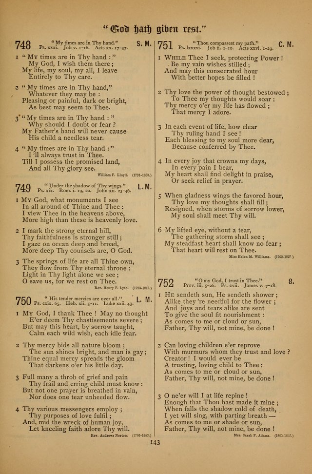 The Clifton Chapel Collection of "Psalms, Hymns, and Spiritual Songs": for public, social and family worship and private devotions at the Sanitarium, Clifton Springs, N. Y. page 143