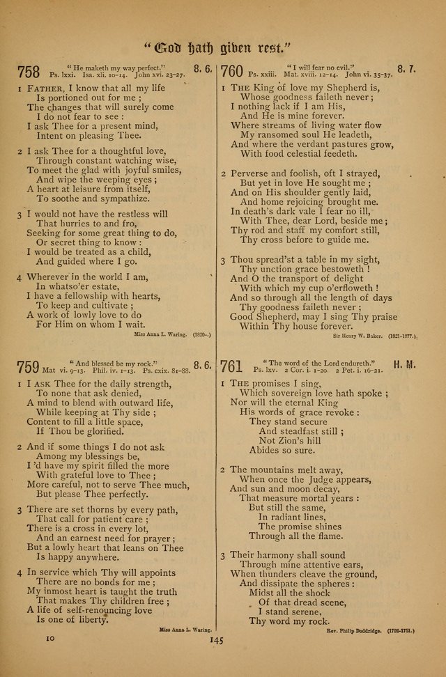The Clifton Chapel Collection of "Psalms, Hymns, and Spiritual Songs": for public, social and family worship and private devotions at the Sanitarium, Clifton Springs, N. Y. page 145